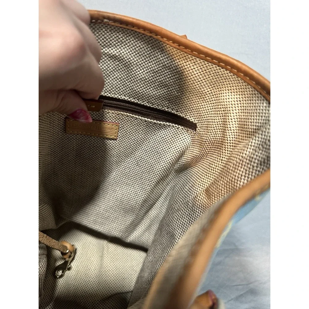 Vintage 1975‎ Dooney & Bourke Blue and Tan Canvas and Leather Handbag RARE